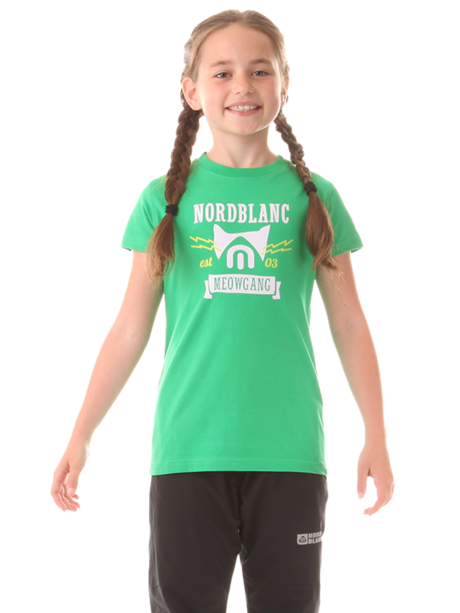 Zelené detské bavlnené tričko MEOW